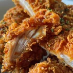 Primer plano de Pollo KFC Casero servido con acompañamientos.