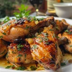 Detailed image of Pollo a la Cerveza highlighting the tender chicken pieces and colorful veggies.