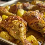 Pollo a la Mostaza servido con una guarnición fresca.