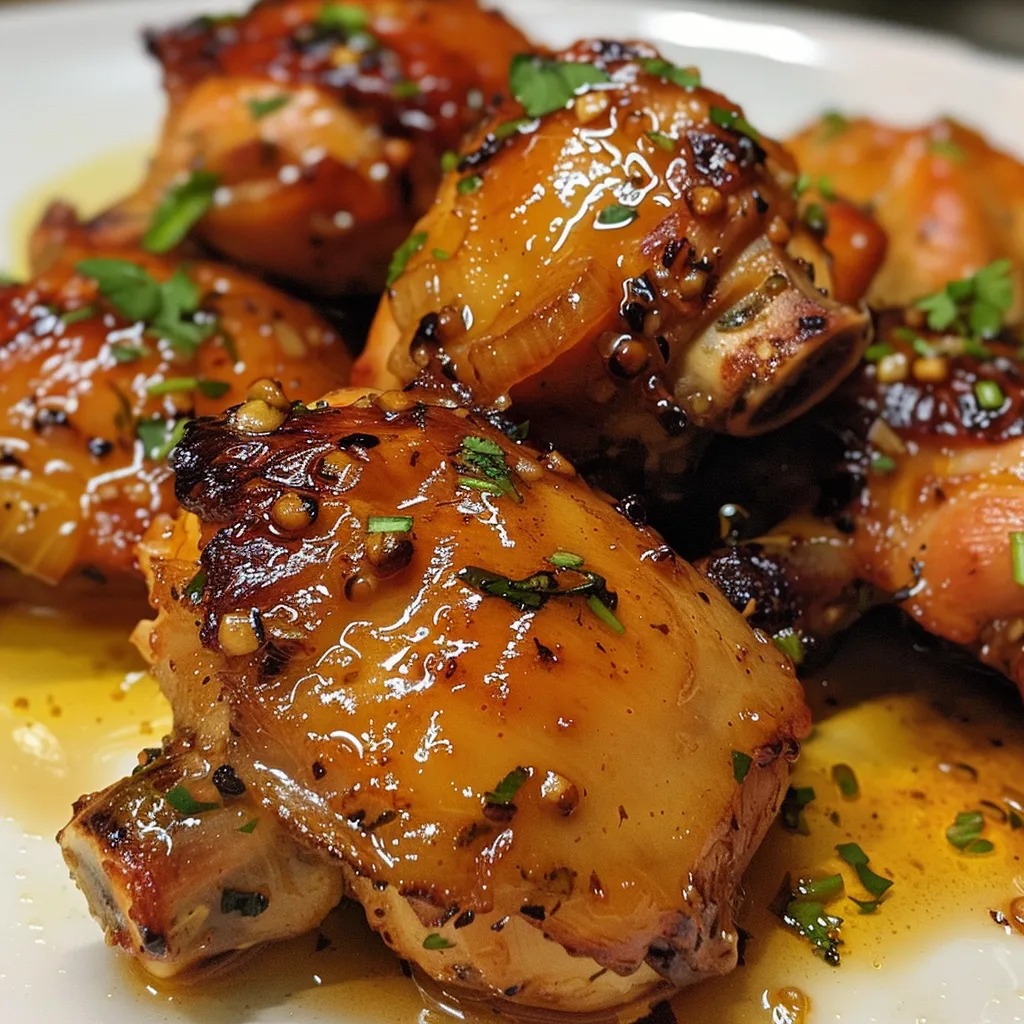 Pollo al Ajillo servido en un plato, decorado con perejil picado.