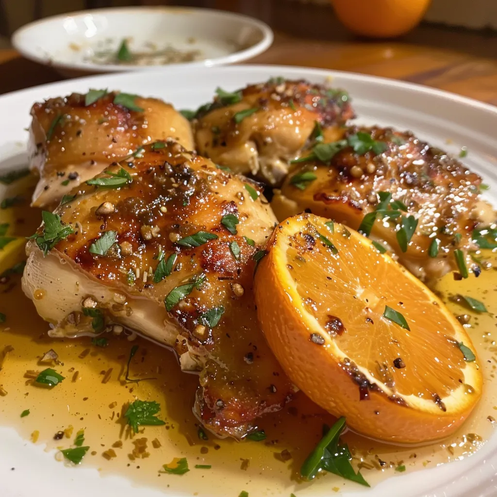 Delicioso pollo a la naranja servido en un plato con textura crujiente.