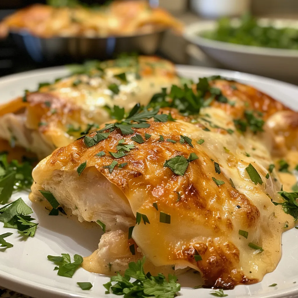 Tiras de pollo horneadas, doradas y crujientes, con textura de queso.